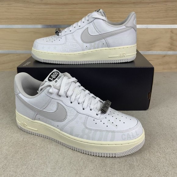 Nike Air Force 1 07 PRM Toll Free 1-800 White Grey Sail CJ1631-100 Men's Sz 14 - Picture 1 of 12